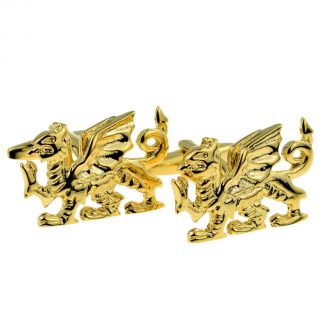 Gold Plated Welsh Dragon Wales Cufflinks