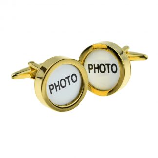 Gold Plated Unscrew Photo Holder Cufflinks