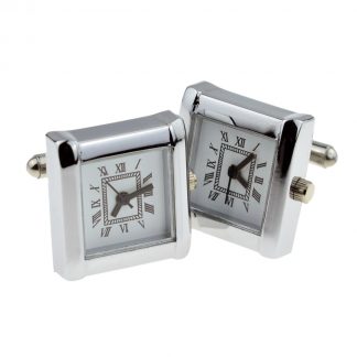 Square White Faced Roman Numerals Clock / Watch Face Cufflinks