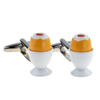 Pair of Boiled Chicken Eggs in Egg Cups Cufflinks