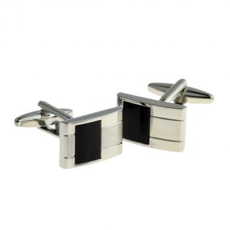 Black Insert Curved Classic Cufflinks