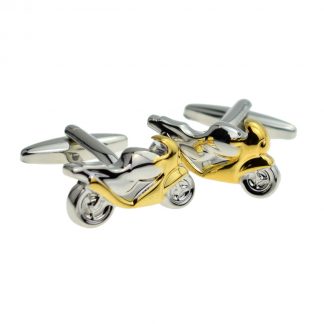 Two Tone Gold & Silver Coloured Sports Motorbike Cufflinks