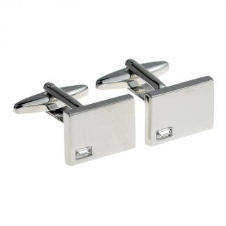 Hi Polished Cufflinks corner clear crystal 15mm Square