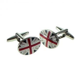 Enamelled Union Jack Oval Flag Cufflinks