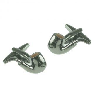 Gunmetal Smoking Pipe Design Cufflinks