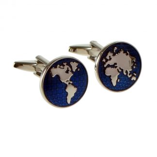 Blue Enamelled World Map Cufflinks