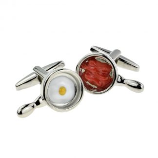Bacon & Eggs in the Pan Breakfast Fry Up Cufflinks