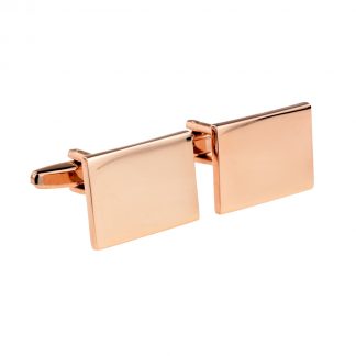 Plain Rose Gold Rectangle Cufflinks (engravable 20 x 15mm)