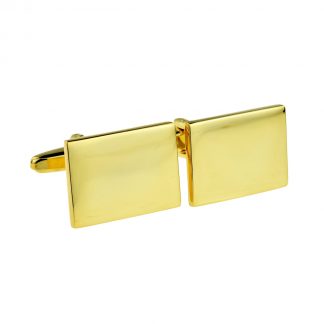 Plain Gold Rectangle Cufflinks (engravable 20 x 15mm)