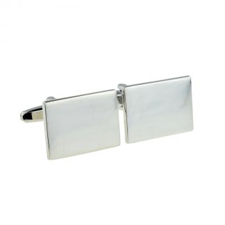Plain Rhodium Plated Rectangle Cufflinks (engravable 20 x 15mm)