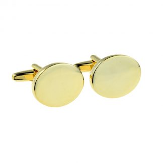 Deluxe Gold Oval Cufflinks (engravable 16 x 3 mm)