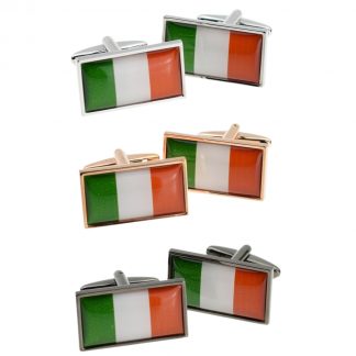 Irish Tricolour Flag Cufflinks with border edge detail