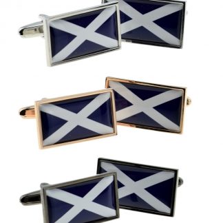 Saltire Scottish St Andrews Flag Cufflinks with border edge detail