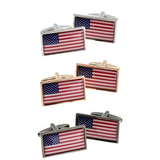 USA Stars & Stripes Flag Cufflinks with border edge detail