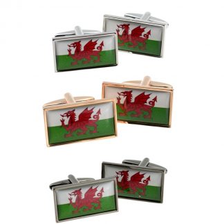 Welsh Dragon Flag Cufflinks with border edge detail