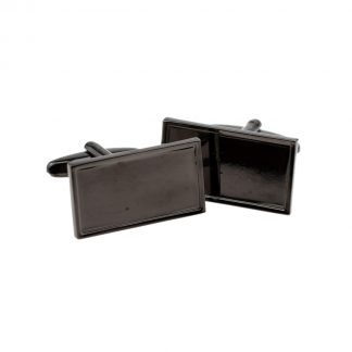 Unboxed Gunmetal Cufflinks Bezel 23 x 12mm Cabochon Recess