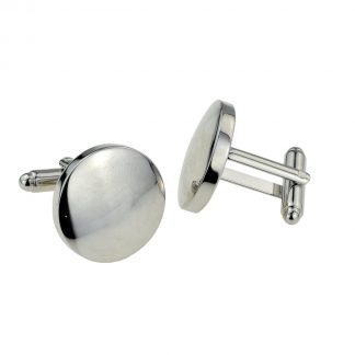Round Dome Shaped 20mm Rhodium Plated Cufflinks (engravable)