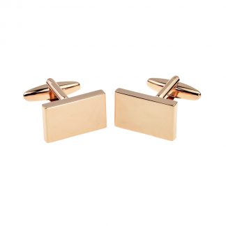 Plain Rose Gold Rectangle Cufflinks  (20 x 12mm engravable)