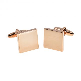 Plain Rose Gold Square Cufflinks (17mm engravable)