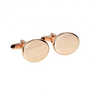 Plain Rose Gold Oval Cufflinks (20 x 16mm engravable)