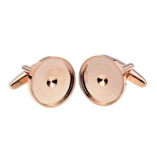 Unboxed Rose Gold Plated Cufflinks Bezel Cabochon Recess to hold Decimal Half Penny