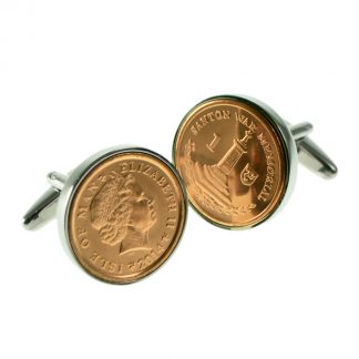 Manx Isle of Man1p Piece Coin Cufflinks