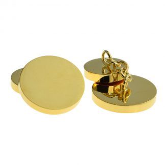 Plain Gold Plated Round Chain Style Cufflinks (20mm engravable)