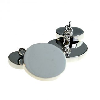 Plain Silver Plated Round Chain Style Cufflinks (20mm engravable)