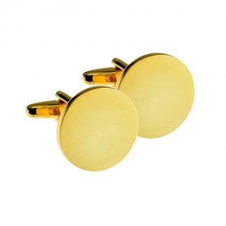 Plain Round 20mm Gold Plated Engraveable Cufflinks - SUPPLIED UNBOXED