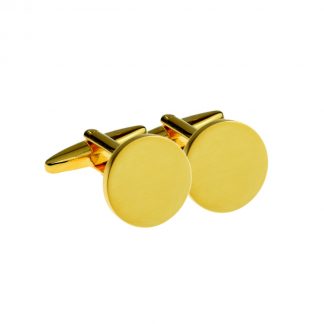 Plain Round 15mm Gold Plated Engraveable Cufflinks - SUPPLIED UNBOXED