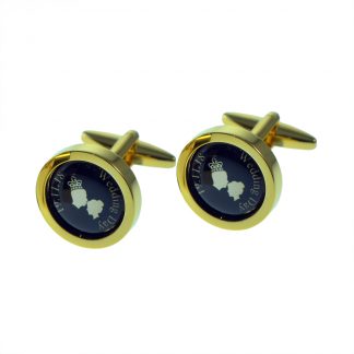 Personalised Wedding Date King & Queens Head Golden Cufflinks
