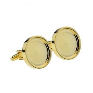 Unboxed Round Frame Cufflinks 19mm Bezel Cabochon Recess Gold Plate