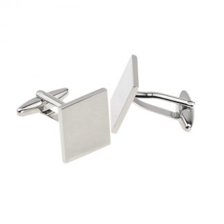 Plain Square Rhodium Plated Cufflinks ( 17mm engravable)