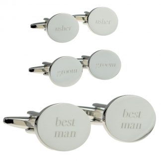 Engraved Oval Wedding Cufflinks Lower Case Font