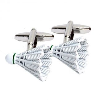 White Badminton Shuttlecock Cufflinks