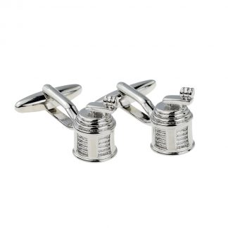 Plain Silver Coloured Fishing Reel Cufflinks