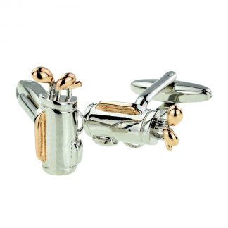 Two Tone Silver & Rose Gold Golf Bag & Clubs Cufflinks