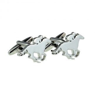 Silhouette of Jockey on Horseback Design Cufflinks