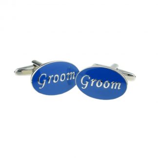Oval Blue Enamel Wedding Cufflinks