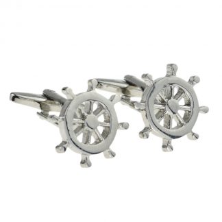 Ships Steering Wheel Cufflinks, Ship Sailing Nautical Boat Sea