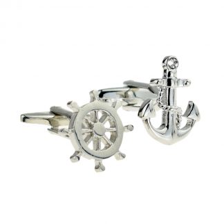 Ships Wheel & Anchor Cufflink Sailors Set