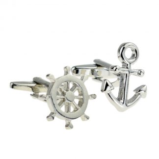 Ships Wheel & Anchor Cufflink Sailors Set