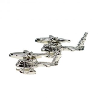 Polished Rhodium Plated Helicopter Cufflinks