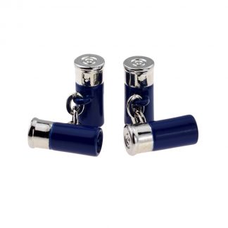 Silver & Blue Shotgun Cartridge Cufflinks