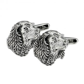 English Made Spaniel Dogs Head Pewter Cufflinks