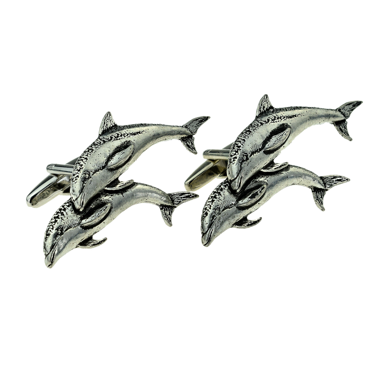 Twin Leaping Dolphins Pewter Cufflinks