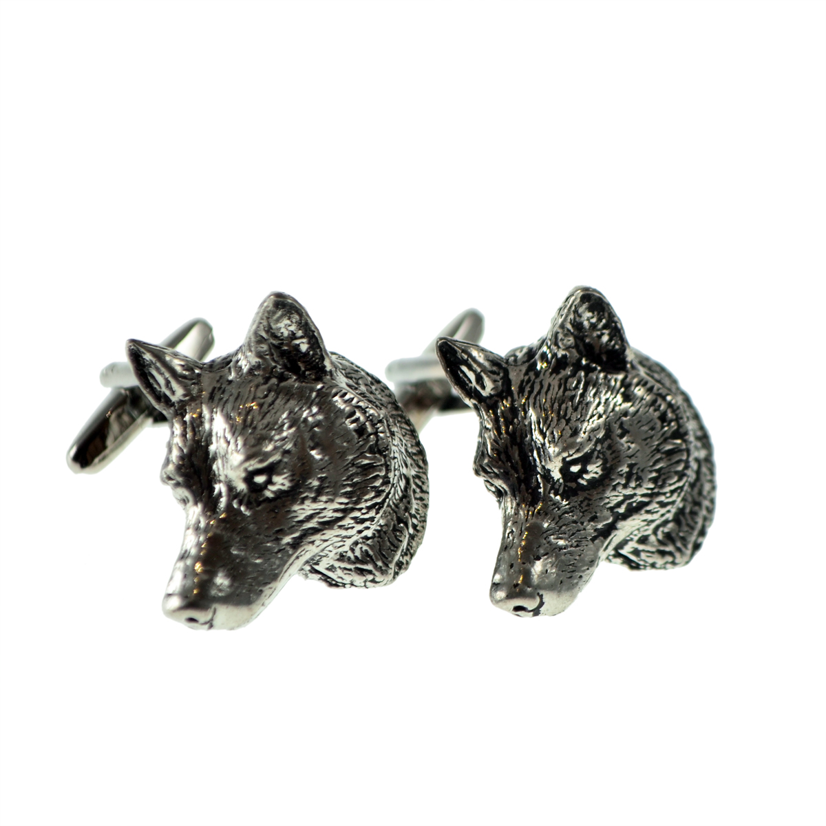 English Made Wolf Head Pewter Cufflinks
