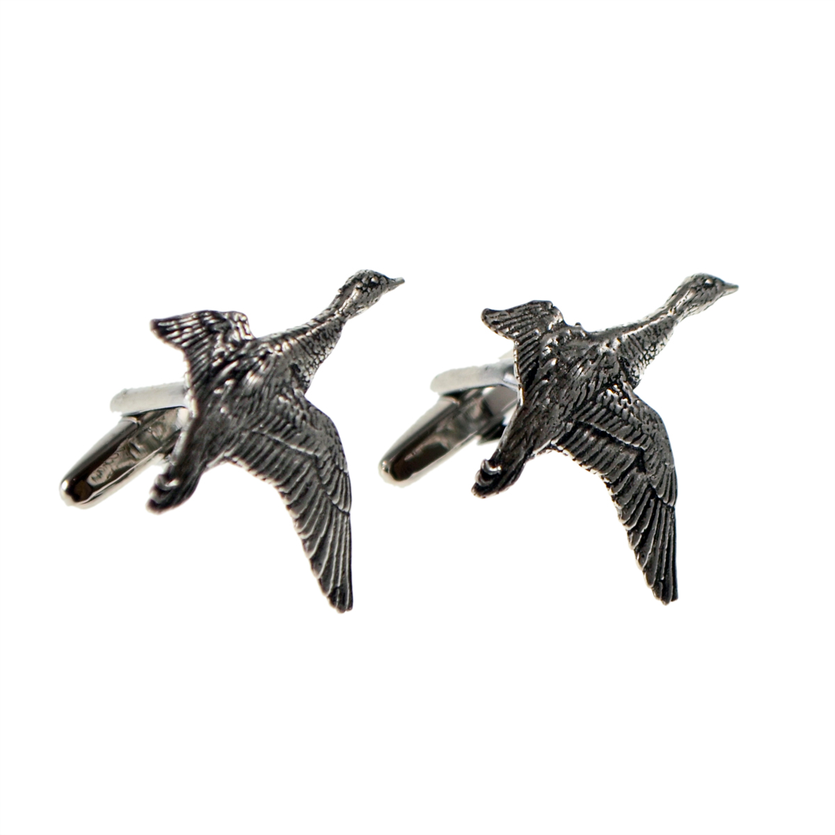 English Made Mallard Duck In Flight Pewter Cufflinks
