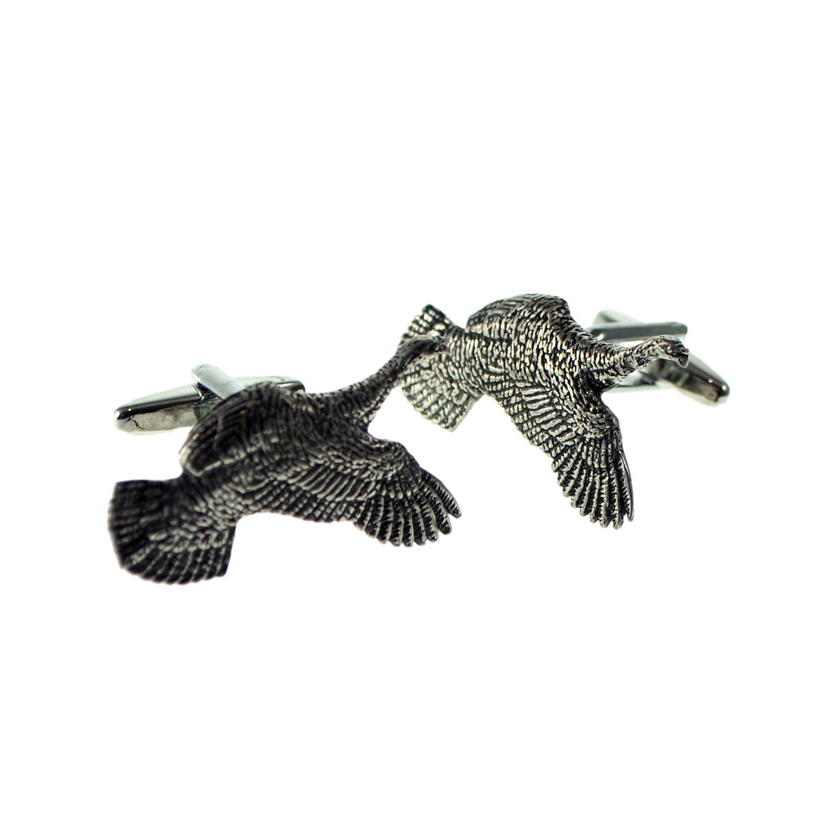 English Made Turkey in Flight Pewter Cufflinks