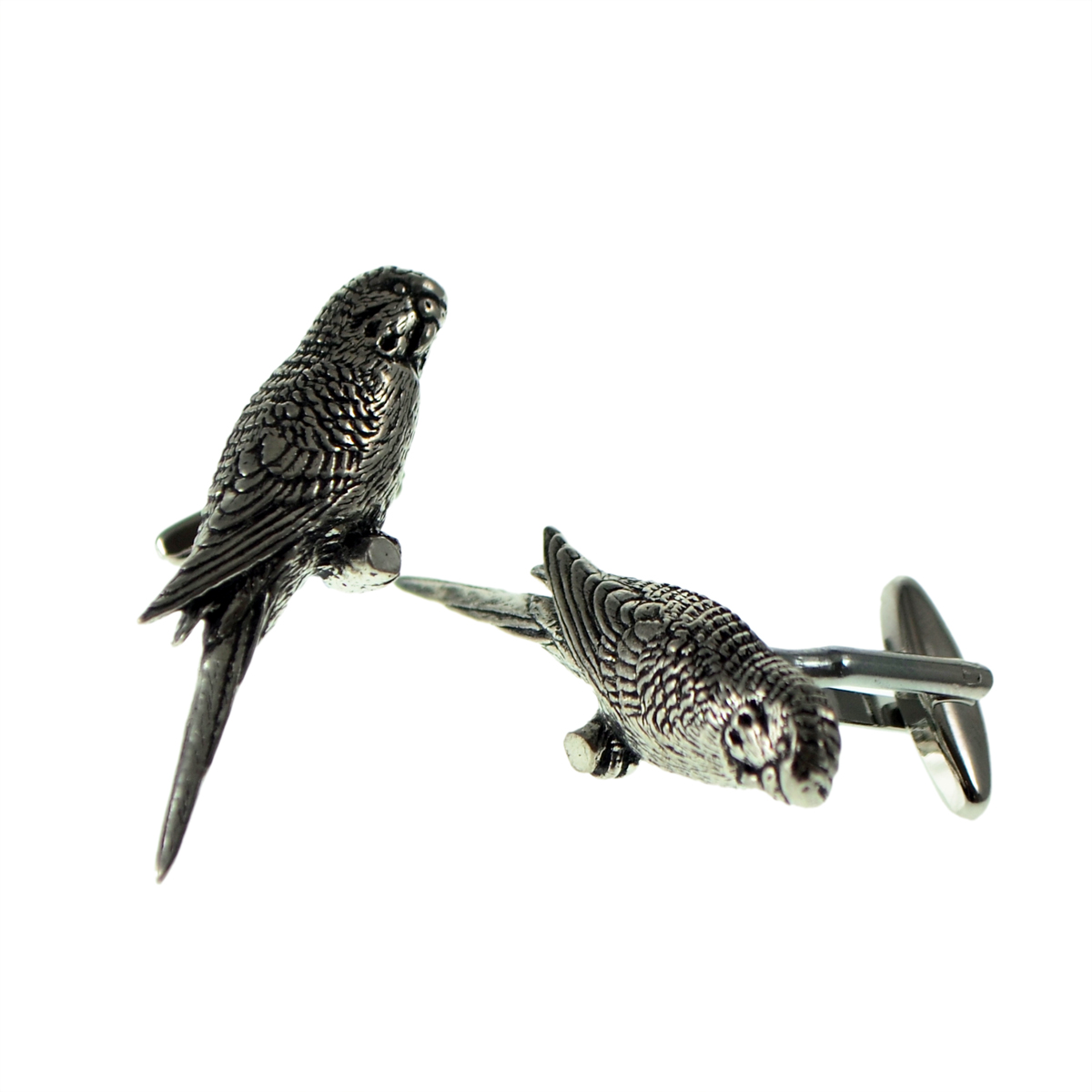 English Made Budgie Pewter Cufflinks